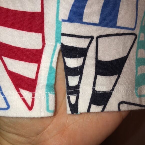 Talbots XL White Blue Red Nautical Short Sleeve Cotton Crewneck Tee - Picture 7 of 11